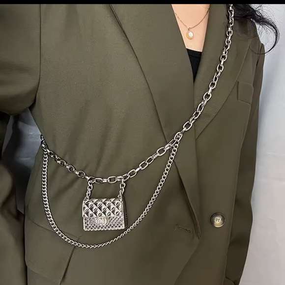 Anthropologie Silver Chain Mini Bag - Picture 5 of 5